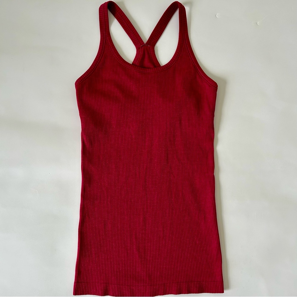 Red Ribbed Tank Top